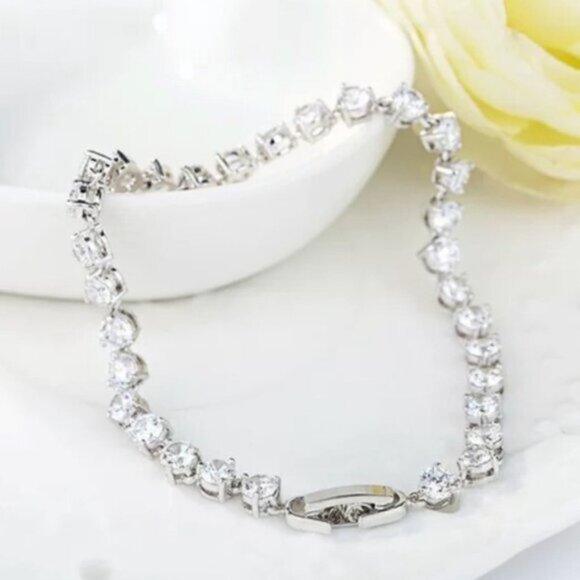 NEW 925 STERLING SILVER ROUND DIAMOND BRACELET, NICE BRACELET, CUTE BRACELET - Picture 6 of 7
